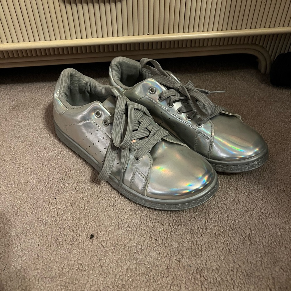 Charlotte Russe Metallic Silver Sneakers